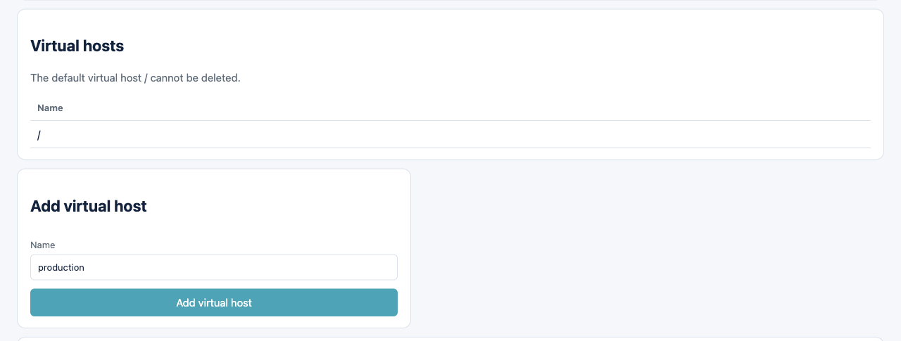 Virtual hosts and Add virtual host