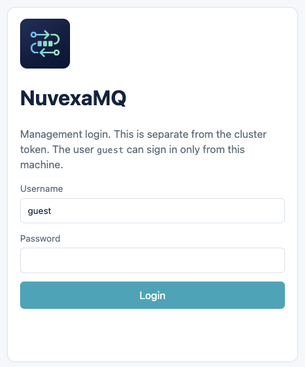 Sign in form: username, password, and Login