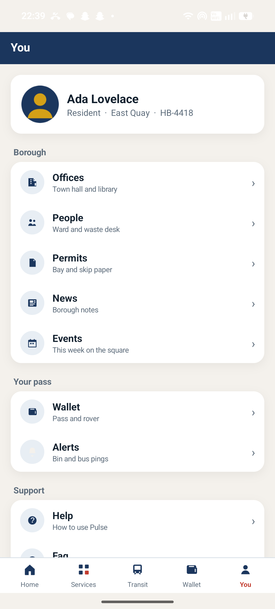 Civic Pulse resident profile, offices, and alerts