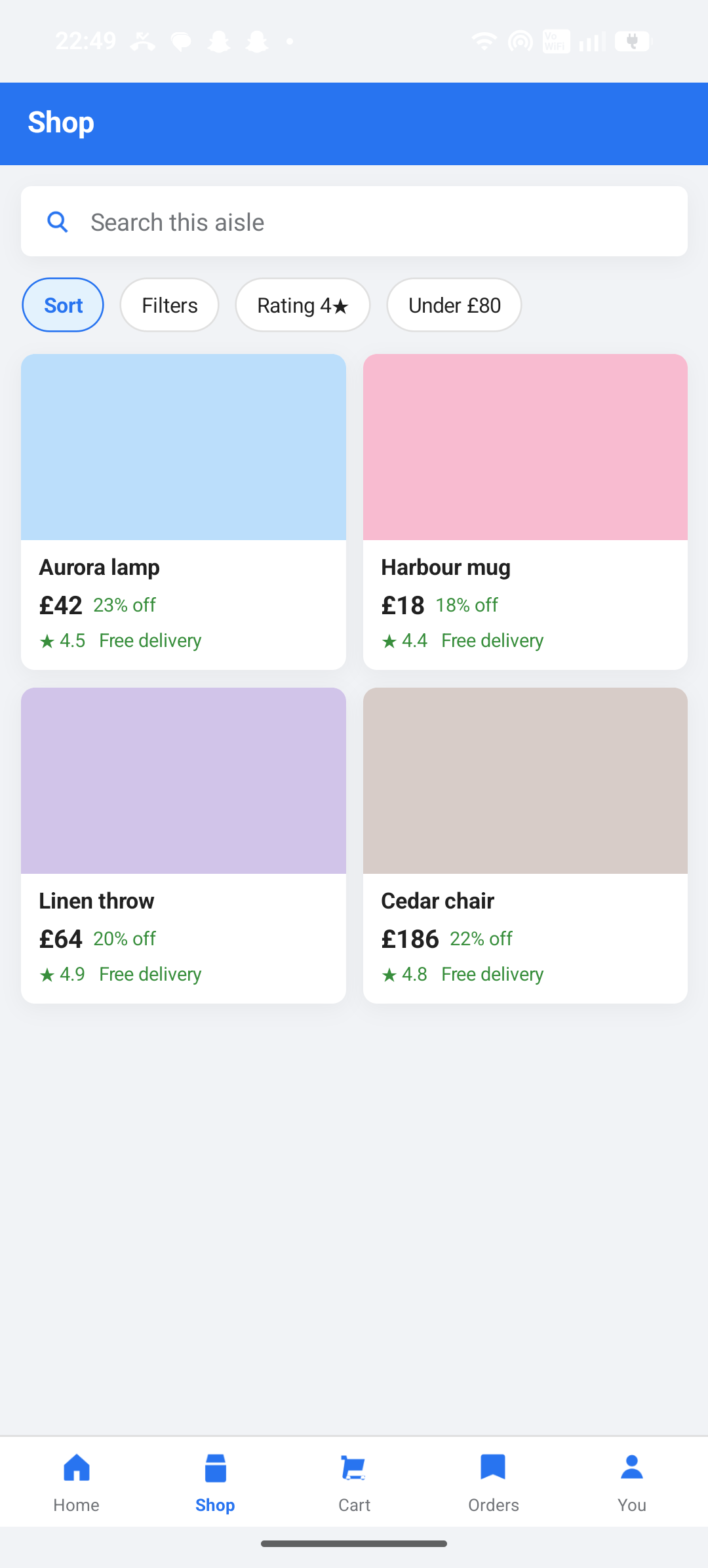 Harbour Market shop grid with filters and free delivery